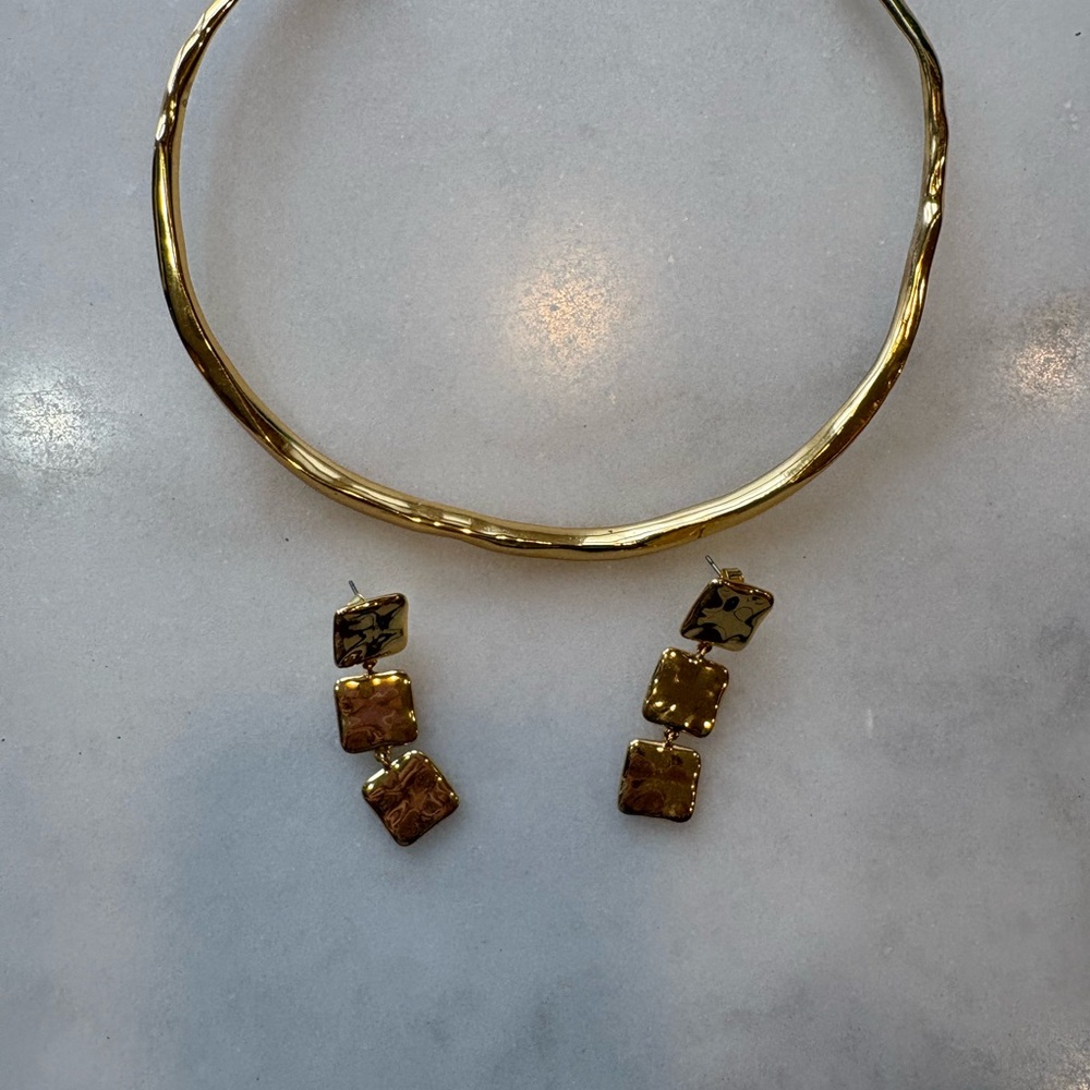J Crew Gold tone Necklace and Earring Set